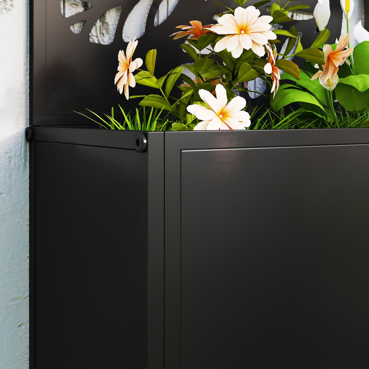 Metal Raised Garden Bed with Trellis, Outdoor Elevated Planter Box