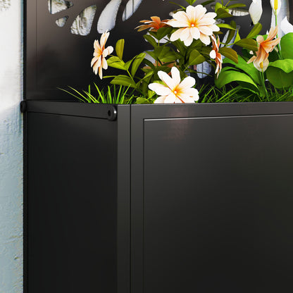 Metal Raised Garden Bed with Trellis, Outdoor Elevated Planter Box