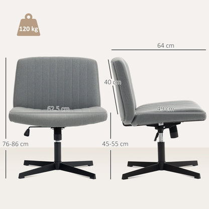 Linen Criss Cross Legged Office Chair with Tilt Function, Grey