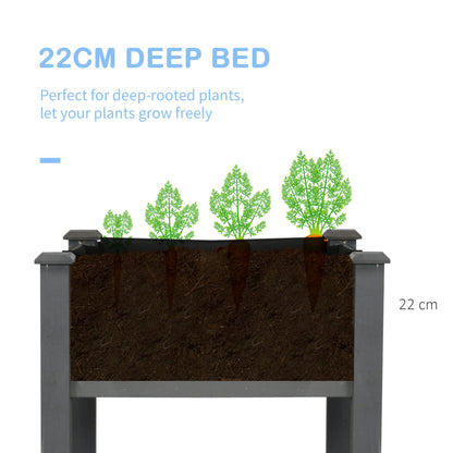 Garden Wooden Planter Flower Raised Bed, Dark Grey
