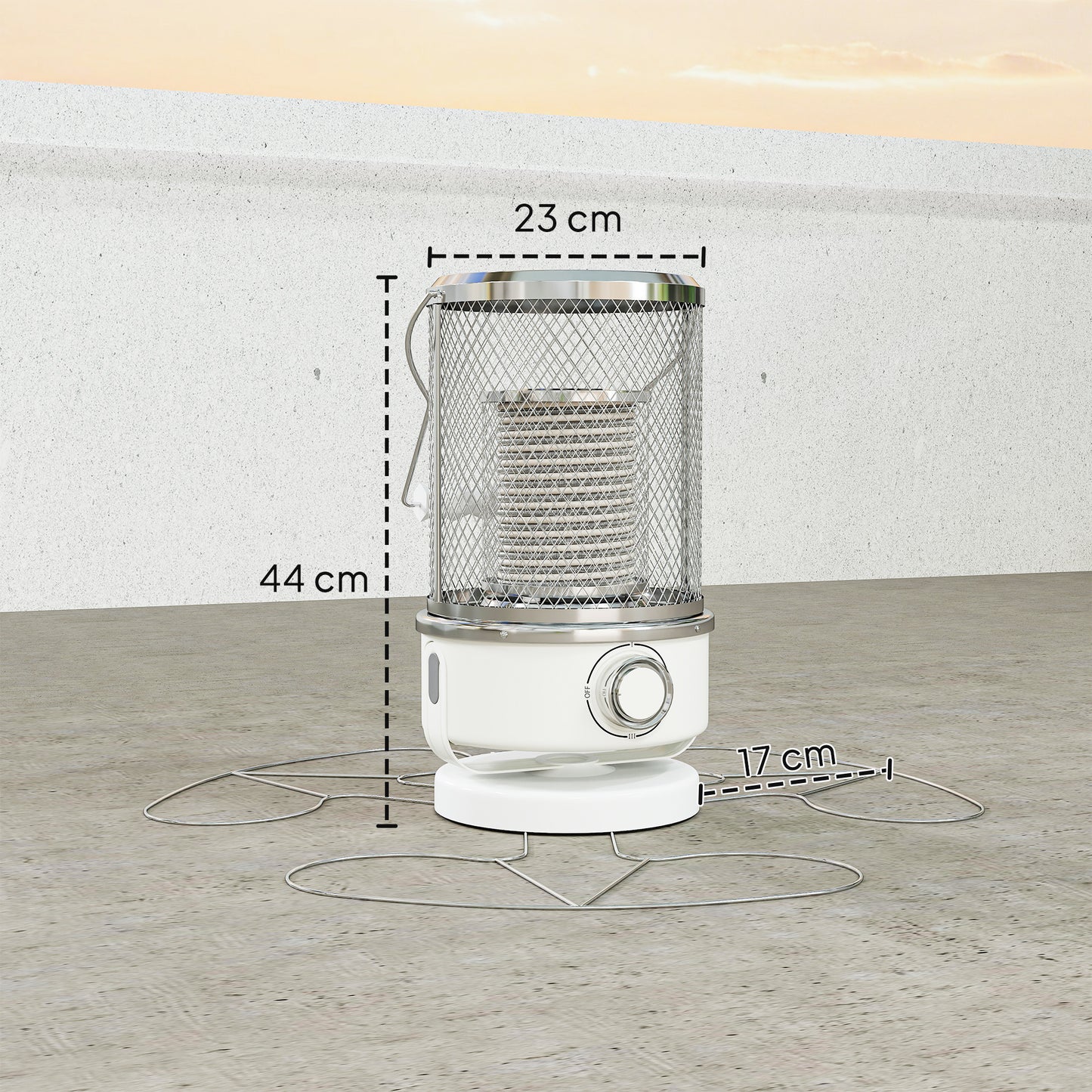 2000W Patio Electric Heater with 10-20㎡ Coverage, Separation Coil, Freestanding Outdoor Infrared Heater with Tip-Over Protection, Overheat Protection, Handle for Indoor and Outdoor Use, White