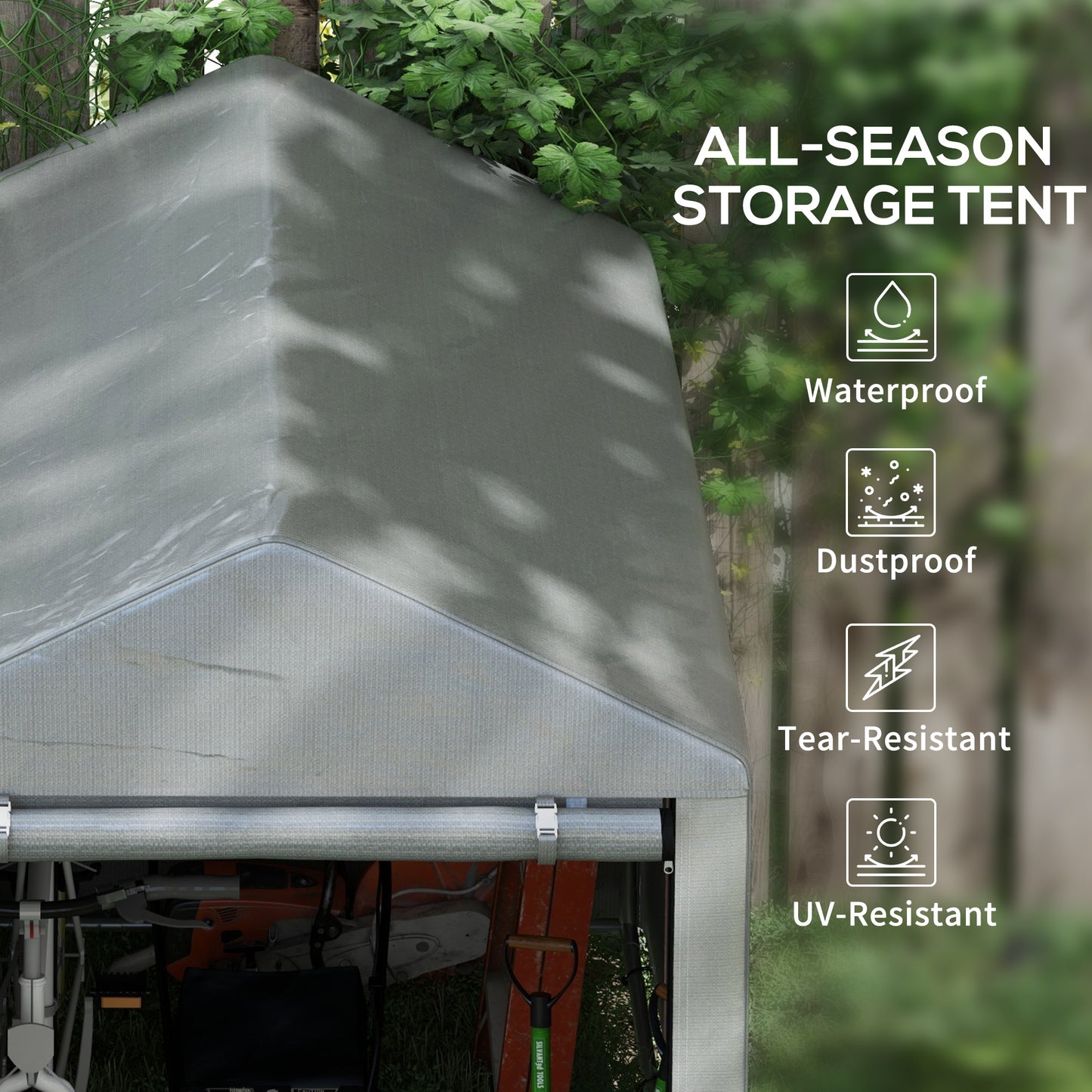 1.2 x 1.8m Portable Garden Shed for Motorbikes, Garden Tools, Bikes