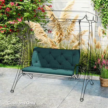 2 Seater Bench Pad, Chair Cushion with Back and Ties, Green