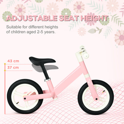 AIYAPLAY 12" Kids Balance Bike, No Pedal Training Bike for Children with Adjustable Seat, 360¬∞ Rotation Handlebars - Pink
