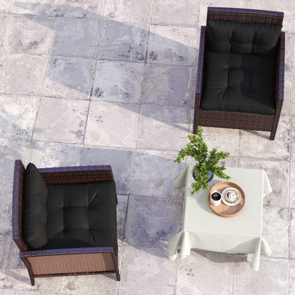 4pc Outdoor Seat Cushions Back Cushions, 60 x 60 x 10cm Water Repellent Seat Pads for Garden Patio Kitchen Office Chairs, Black