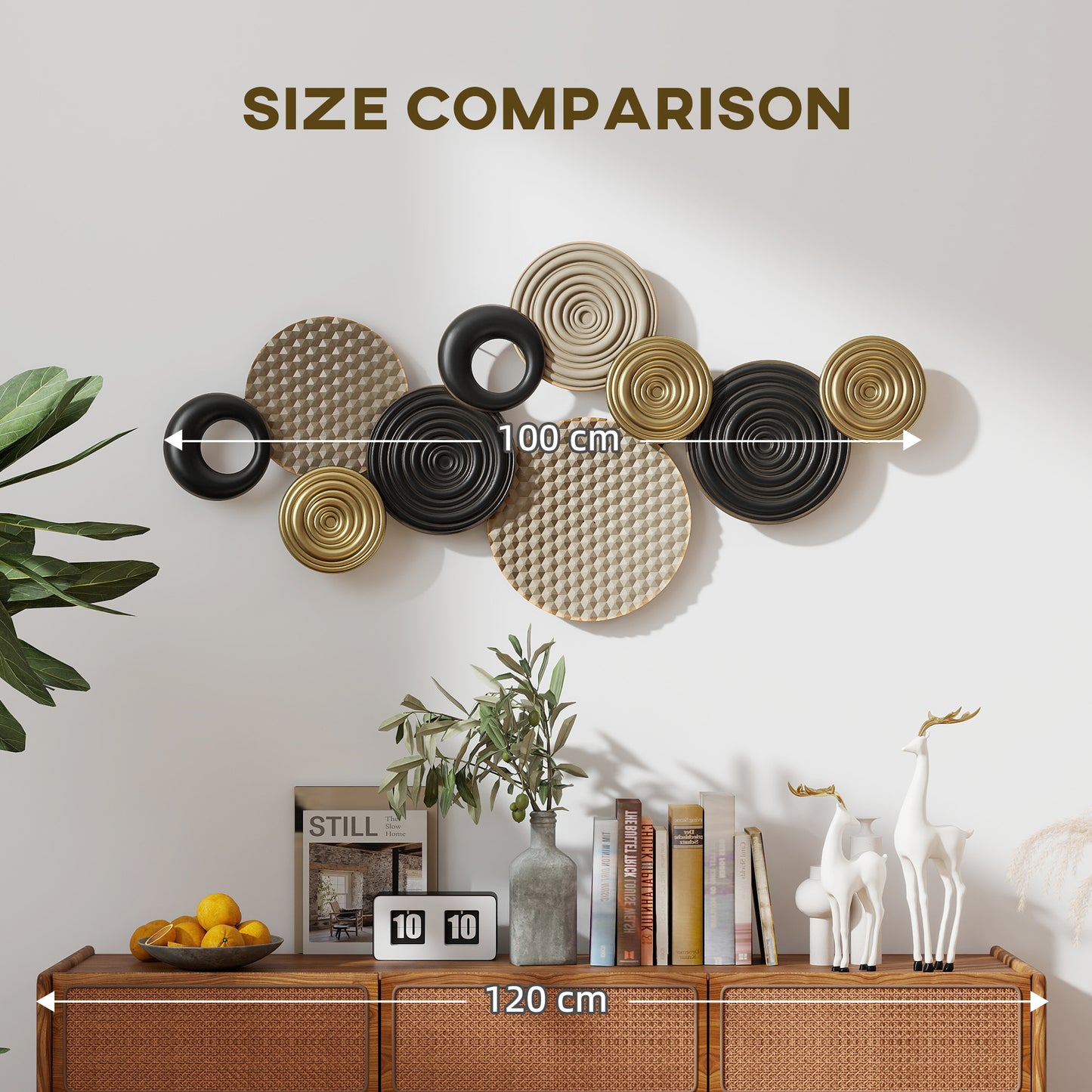 Metal Wall Art, Large 3D Wall Sculpture for Living Room Dining Room