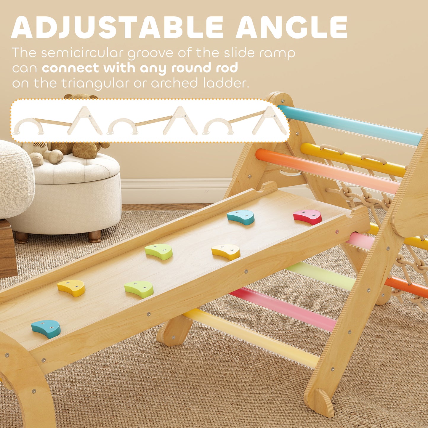 8-in-1 Toddler Climbing Frame, Play Triangle Set, Multicolour