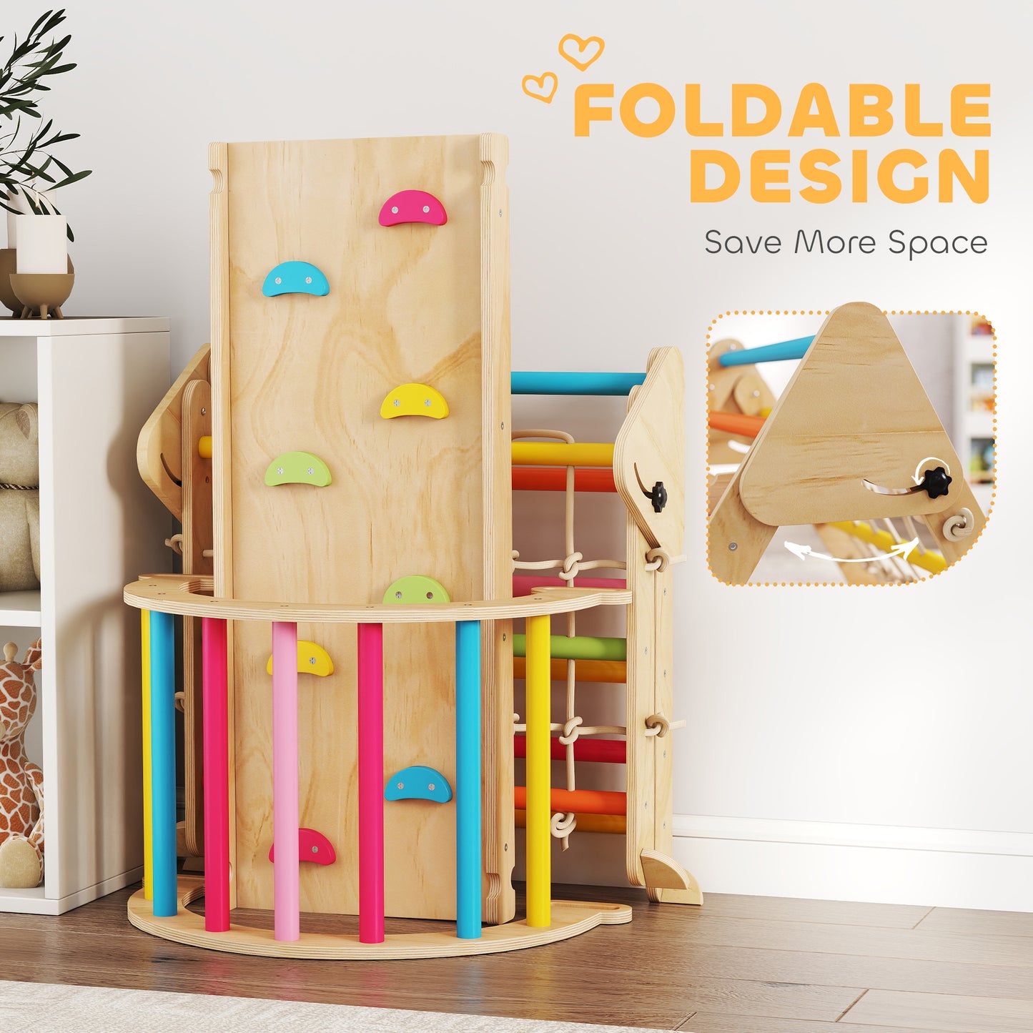8-in-1 Toddler Climbing Frame, Play Triangle Set, Multicolour