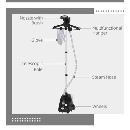 Clothes Steamer with Adjustable Pole 41-110 cm Black