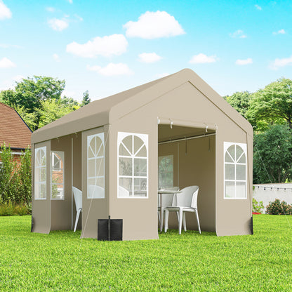 3 x 3 m Party Tent, Outdoor Canopy Tent with Sidewalls, Beige