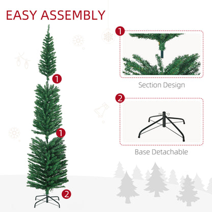 7.5ft Artificial Pencil Christmas Tree with Colourful Lights, Steel Base