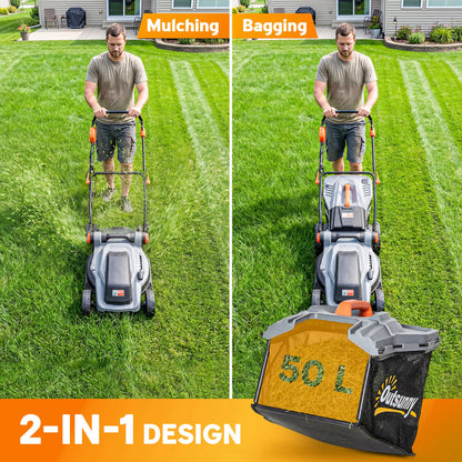 1800W Electric Lawnmower with 40cm Cutting Width, Mulching Feature