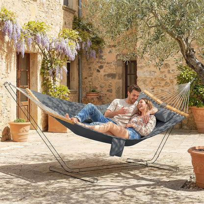 Double Hammock 2-Person Padded Swing Bed Grey