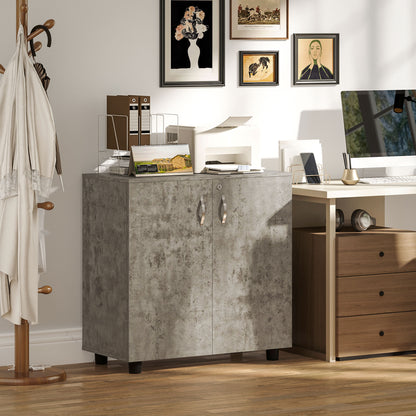 2-Tier Locking Filing Cabinet Office Storage Cabinet, Grey