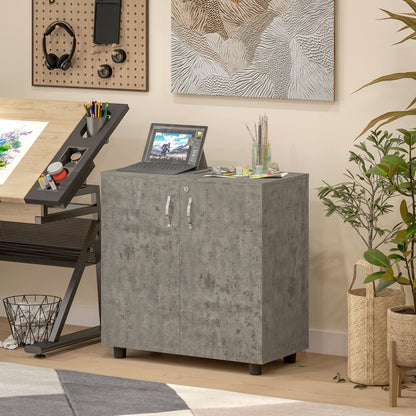 2-Tier Locking Filing Cabinet Office Storage Cabinet, Grey