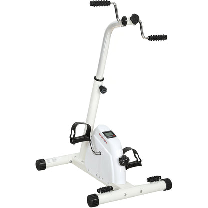 Seated Pedal Exerciser with Dual Massage and LCD Display, White