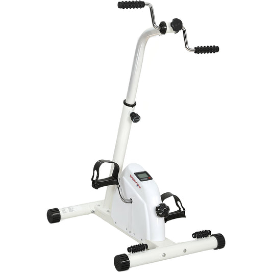 Seated Pedal Exerciser with Dual Massage and LCD Display, White