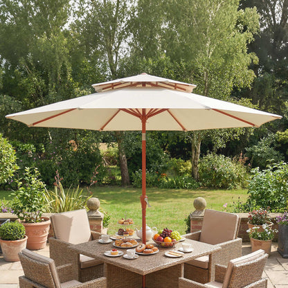2.7 m Garden Parasol with Double Top, Cream White