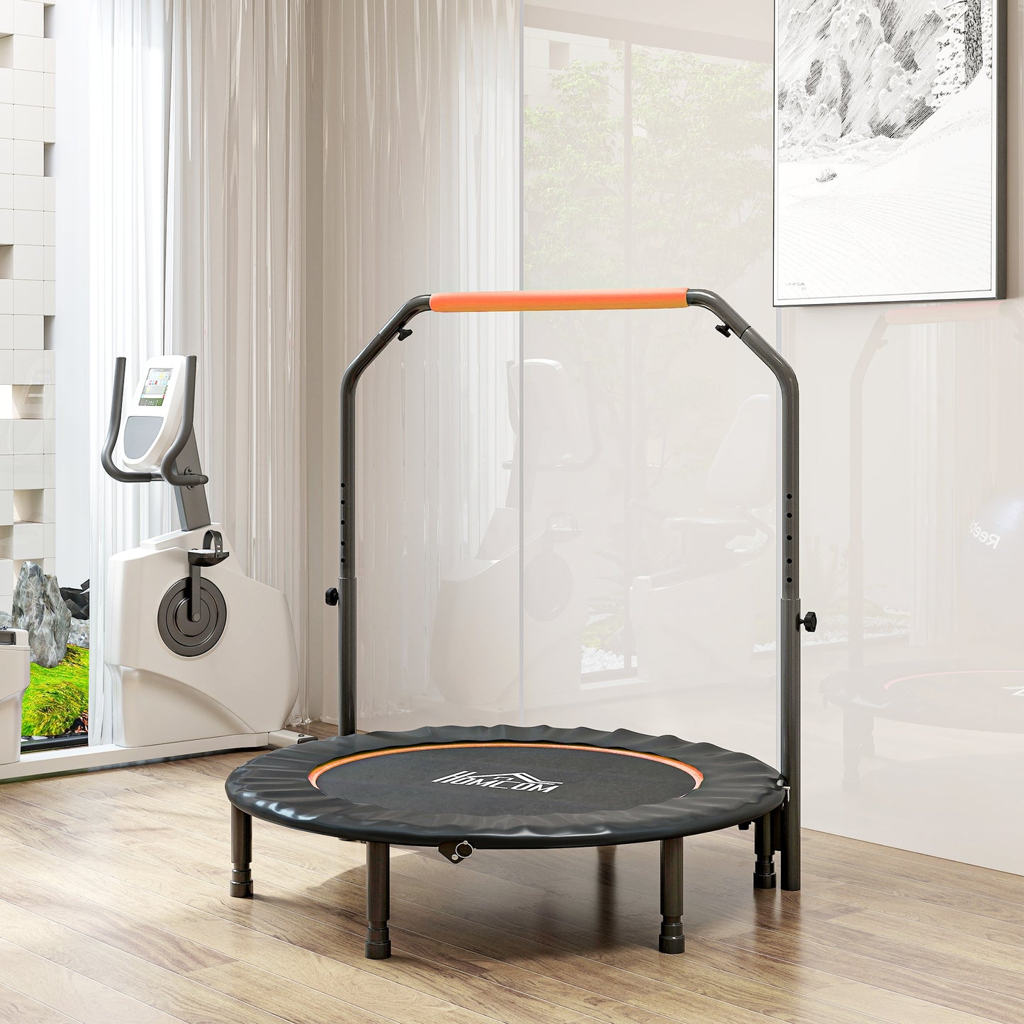 45" Foldable Mini Fitness Trampoline w/ Foam Handle, Orange