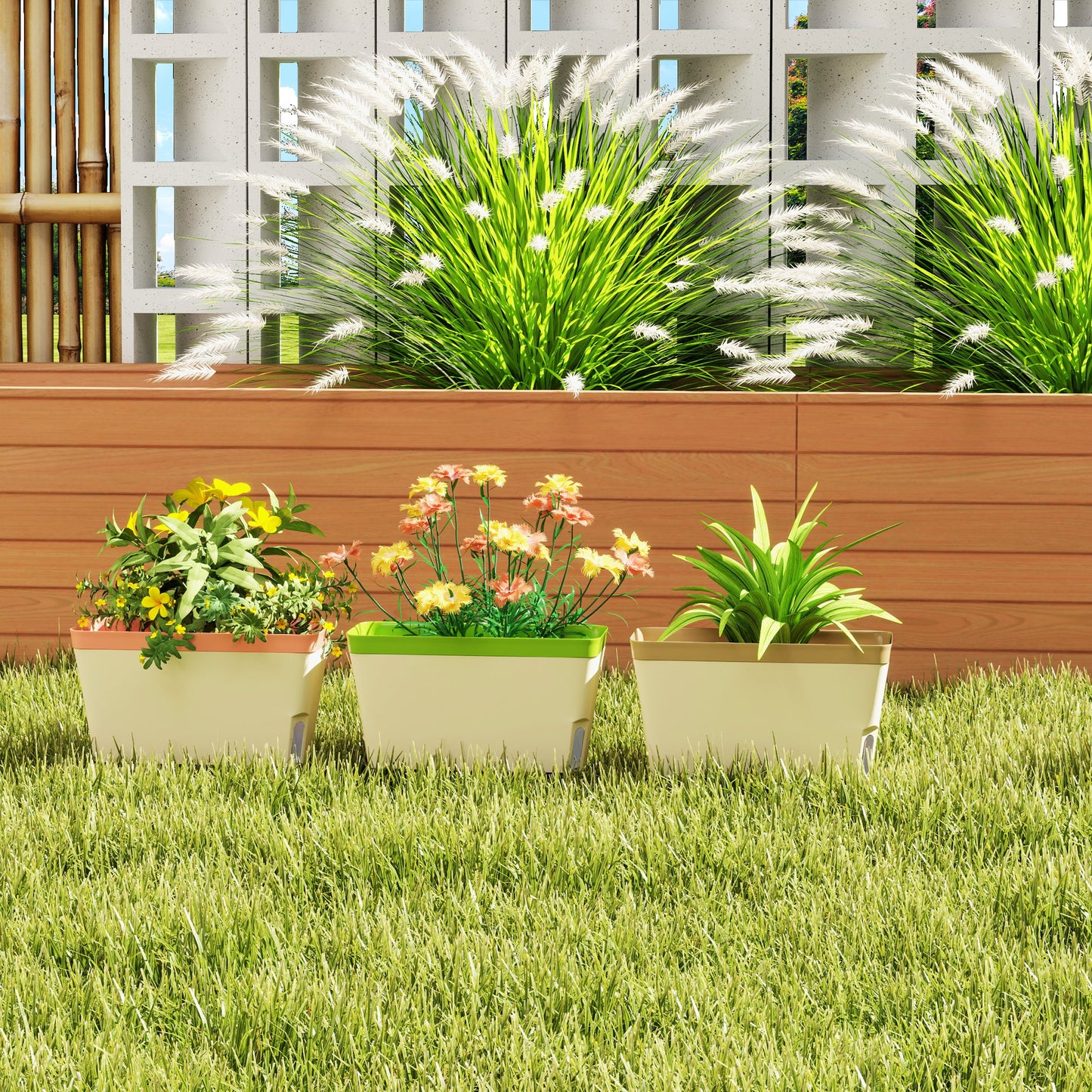 3 Pcs Self Watering Plant Pots w/ Visual Water Level Window