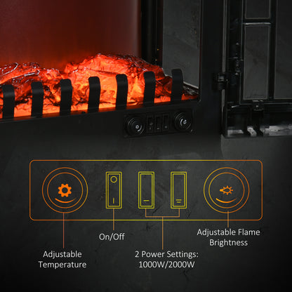 3-Sided Electric Fireplace Heater, Quiet Freestanding Fire Stove with LED Flame Effect, Level-less Temperature Control, Overheating Protection