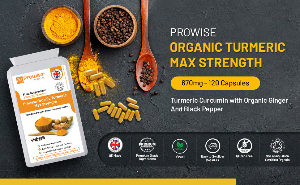 Turmeric & Black Pepper Max Strength Supplements - Natural Anti-Inflammatory & Antioxidant Properties