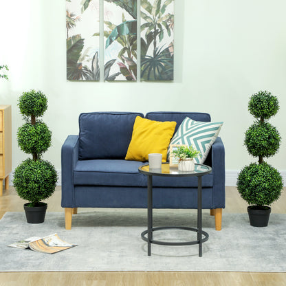 Set of 2 Decorative Artificial Plants Boxwood Trees in Pot, Green