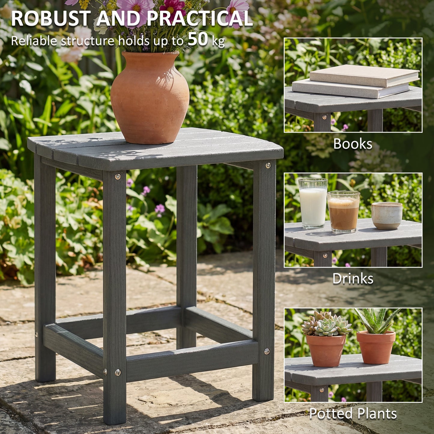 Outdoor Side Table, Adirondack Side Table, Indoor Outdoor, Grey