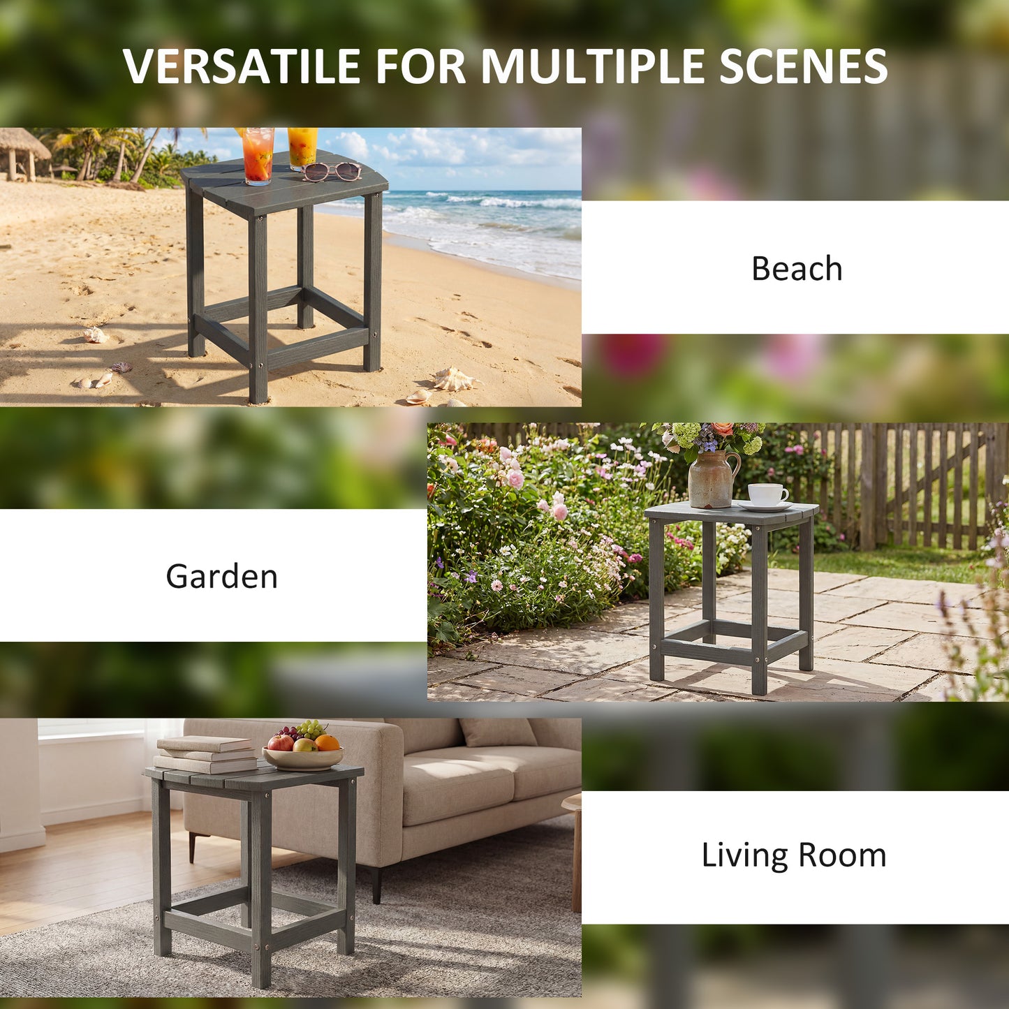 Outdoor Side Table, Adirondack Side Table, Indoor Outdoor, Grey