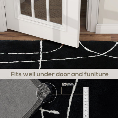 High Pile Modern Shaggy Rug, Soft Floor Carpet 120 x 170 cm, Black