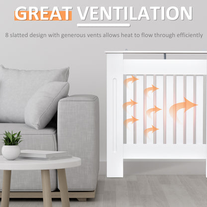 Slatted Radiator Cover Painted Cabinet MDF Lined Grill in White (78L x 19W x 81H cm)