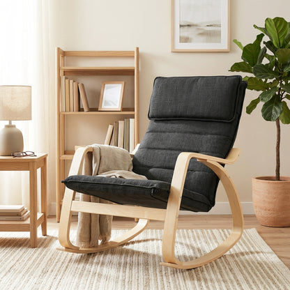 Comfortable Relax Rocking Chair with High Back, Black