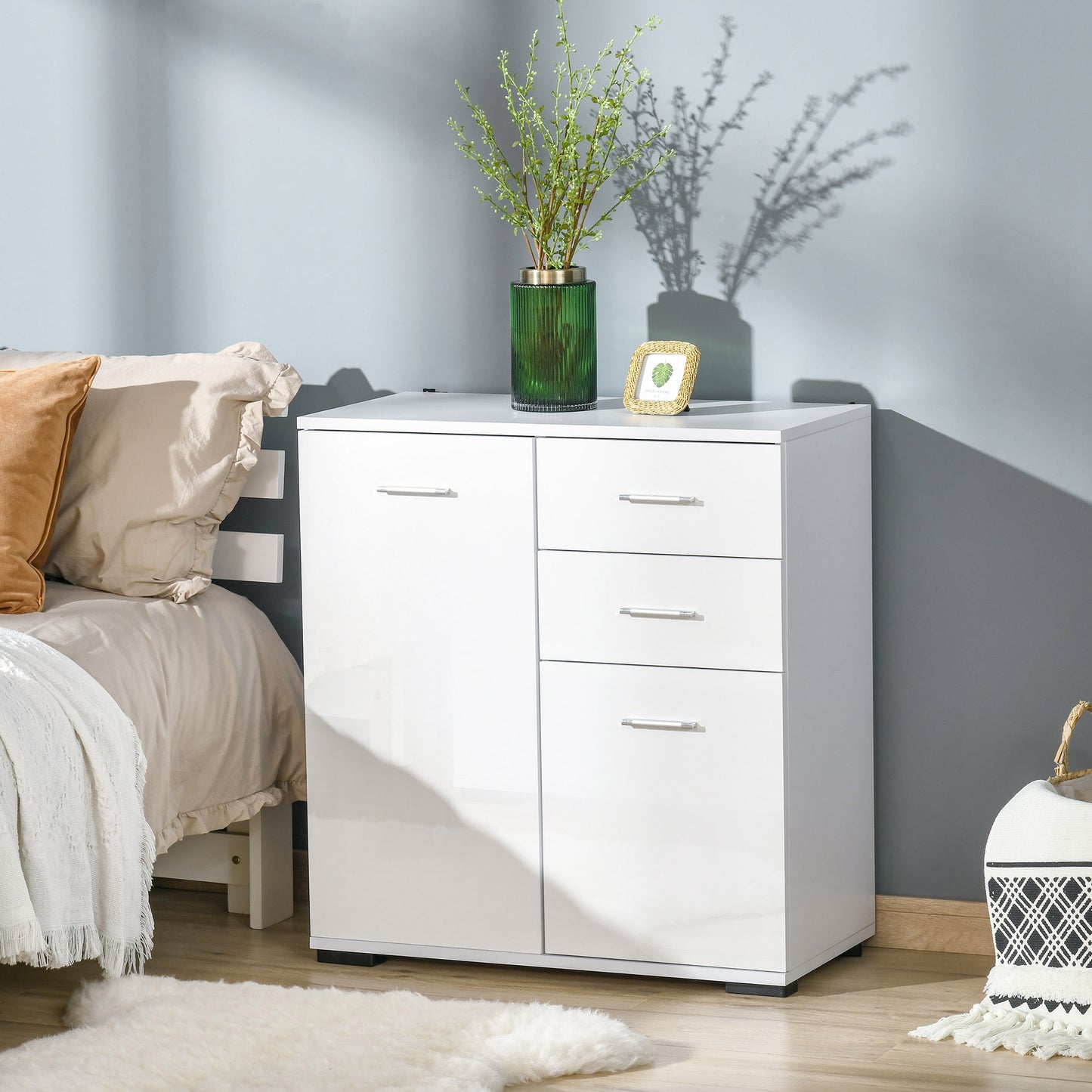 Cabinet Sideboard Cupboard Buffet Solo High Gloss Front Face Door Drawer