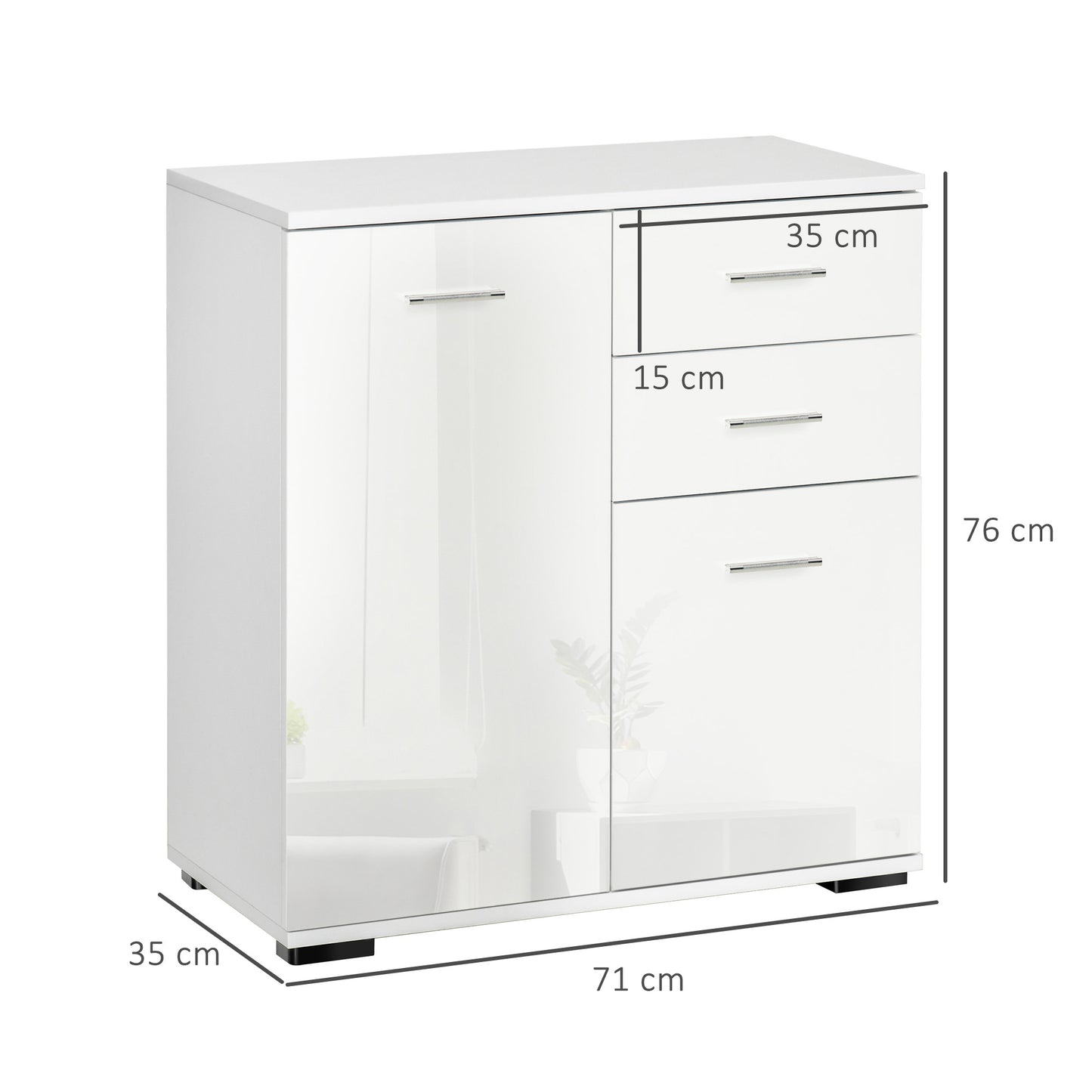 Cabinet Sideboard Cupboard Buffet Solo High Gloss Front Face Door Drawer