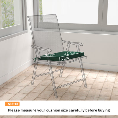 Set of 6 Chair Cushion Seat Pads with Removable Tie, Green