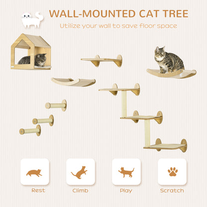 Cat Wall Furniture Condo Perches Scratch Posts Steps 8 Piece Beige