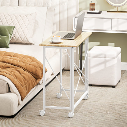 Folding Desk on Wheels, Writing Table for Home Office, Natural