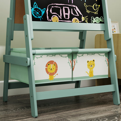 3-in-1 Kids Easel, Double-Sided Art Easel with Paper Roll, Green