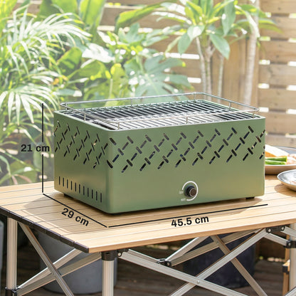 Portable Charcoal BBQ Grill with Built-in Fan, Light Green