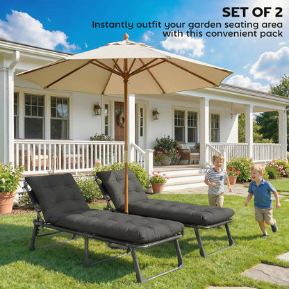 Sun Lounger Cushions Only, Sunbed Replacement Pads with 4 Ties