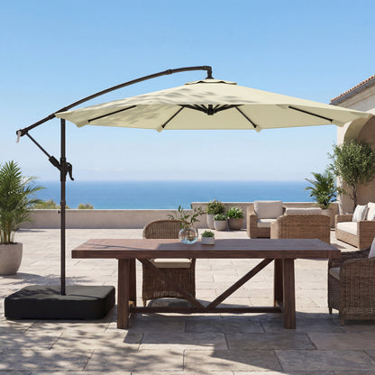 3 m Garden Cantilever Parasol with Sandbag, 360 Degree Rotation