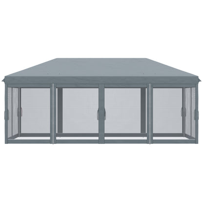 6 x 3m Pop Up Party Tent Canopy with 6 Removable Sidewalls Grey