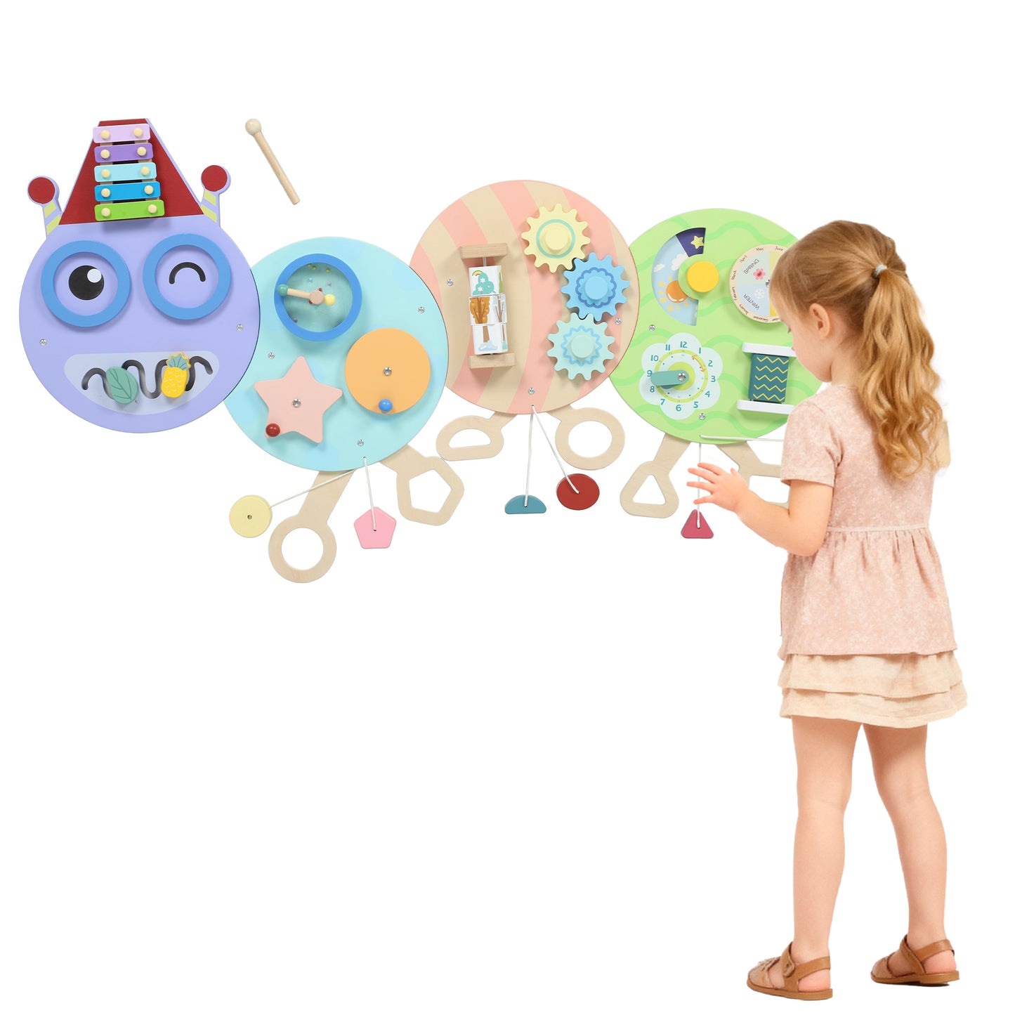 Caterpillar Busy Board, Sensory Wall Toy for Toddlers 3+