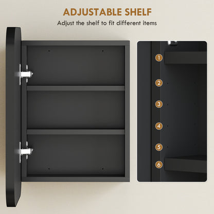 Wall Mounted Bathroom Cabinet with Mirror Adjustable Shelves Black