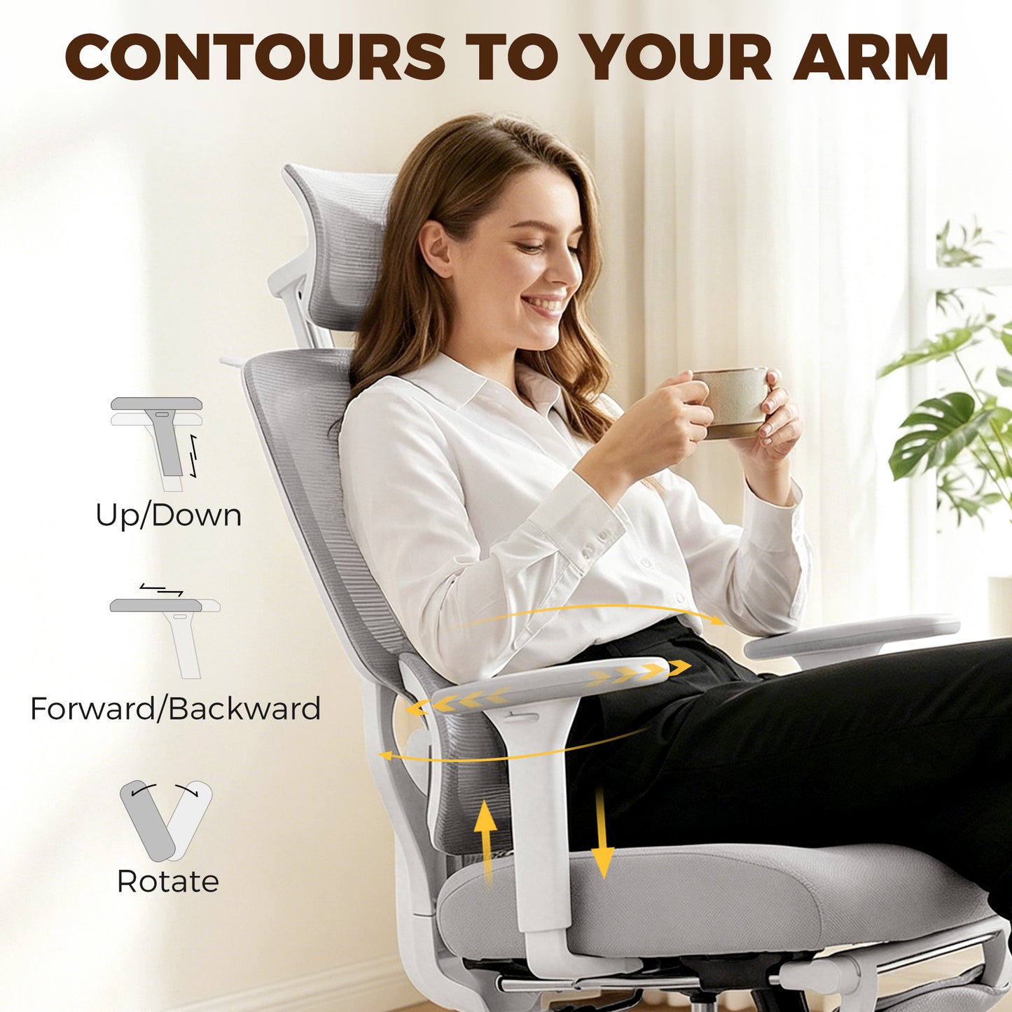 Executive Office Chair, Recliner Computer Chair with Footrest, Grey