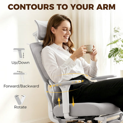 Executive Office Chair, Recliner Computer Chair with Footrest, Grey