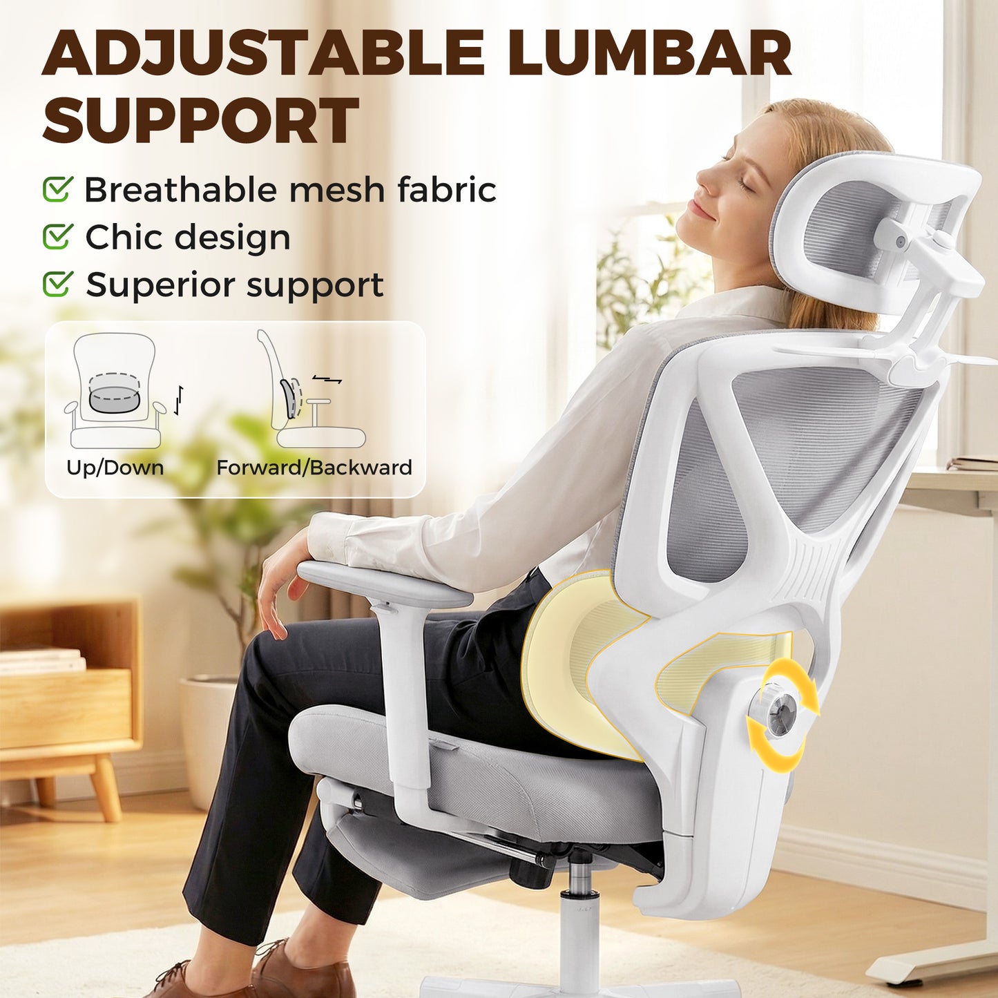 Executive Office Chair, Recliner Computer Chair with Footrest, Grey