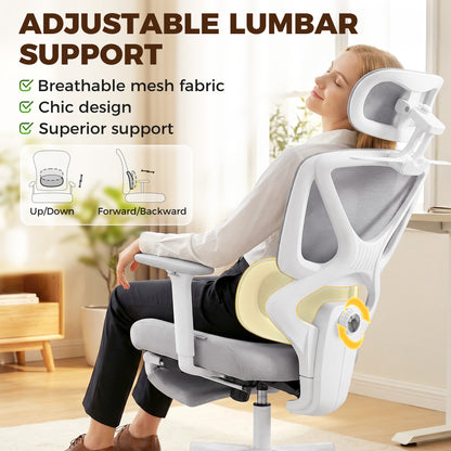 Executive Office Chair, Recliner Computer Chair with Footrest, Grey