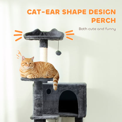 180cm Cat Tree Tower with Sisal Scratching Posts, Condos, Dark Grey