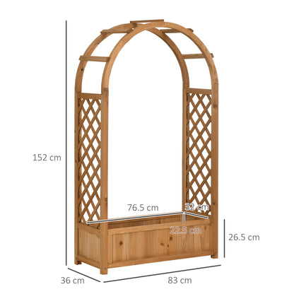 Raised Garden Bed with Arch Trellis, Garden Planter Box, Brown
